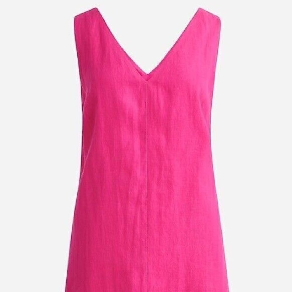 J Crew V-Neck Linen Dress - Fushia Size L